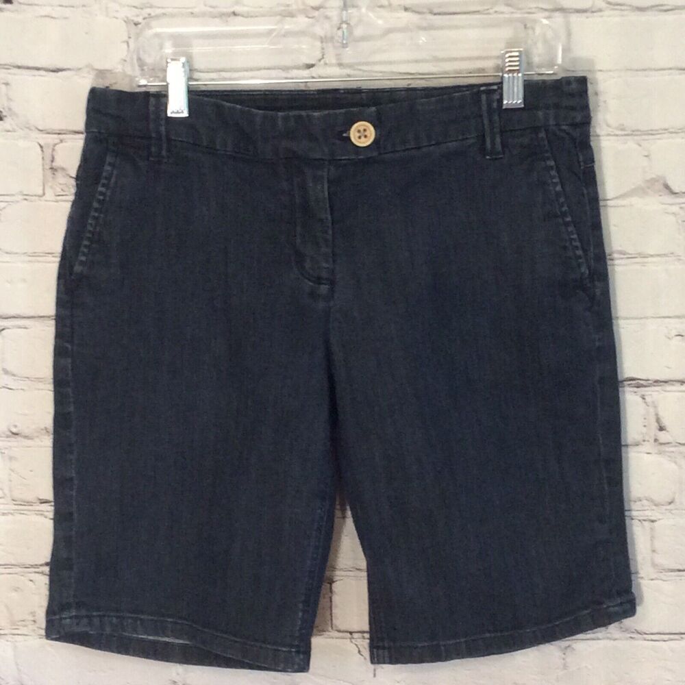 New York and Company Women's Shorts Size 10 Dark Wash Denim Bermuda Walking